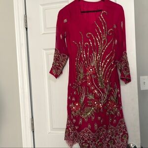 Elegant Red Embellished Dress